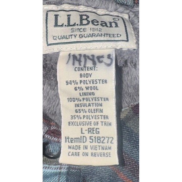 L.L. Bean Men’s Plaid Fleece Lined Wool Blend Shirt Jacket Pockets Sz L Outdoor - Picture 7 of 12